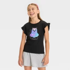 Girls' Short Sleeve Halloween 'Ghost Cat' Flip Sequin T-Shirt - Cat & Jack™ Black -Target GUEST 663b9fc2 609e 4f33 848e e662dff23bbd