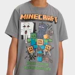 Minecraft Boys' Halloween Trick Or Treat Short Sleeve Graphic T-Shirt - Gray