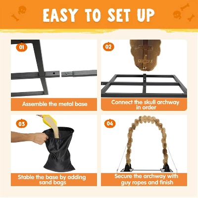 Joyfy 7.2 FT Halloween Outdoor Decorations, Scary Giant Skeleton Archway Decor, Skull Arch For Halloween Yard Garden Lawn Haunted House Decorations 8 Joyfy 7.2 FT Halloween Outdoor Decorations, Scary Giant Skeleton Archway Decor, Skull Arch For Halloween Yard Garden Lawn Haunted House Decorations - Image 6