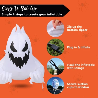 Joyfy 4.5 FT Tall Halloween Inflatable Outdoor Decoration, Inflatable Scary Ghost With Rotating LED For Halloween Window Yard Lawn Outdoor Decoration 8 Joyfy 4.5 FT Tall Halloween Inflatable Outdoor Decoration, Inflatable Scary Ghost With Rotating LED For Halloween Window Yard Lawn Outdoor Decoration - Image 6