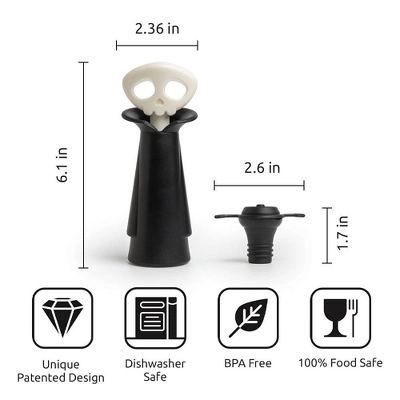 Ototo 4pc Spookelier Wine Saver Pump And Stoppers Plastic Wine Kit Black 6 Ototo 4pc Spookelier Wine Saver Pump And Stoppers Plastic Wine Kit Black - Image 4