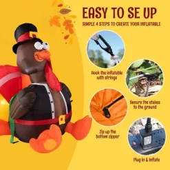 Joyfy 6 FT Thanksgiving Turkey Inflatable Decorations, LED Light Up Turkey With Pilgrim Hat, Blow Up Halloween Turkey For Outdoor Yard Garden Decor -Target GUEST 7173e1fc e0ac 408d b60a d56b77e91f17