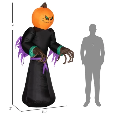 Syemin Inflatable Holiday Decorations 7' Halloween Inflatable Outdoor Decoration Reaper Ghost Pumpkin, Blow Up Yard Decor, Black, 43.3"*26"*82.8" 4 Syemin Inflatable Holiday Decorations 7' Halloween Inflatable Outdoor Decoration Reaper Ghost Pumpkin, Blow Up Yard Decor, Black, 43.3"*26"*82.8" - Image 2