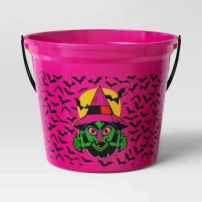 7.64" Witch Halloween Plastic Trick Or Treat Pail Dark Pink - Hyde And EEK! Boutique™ 4 7.64" Witch Halloween Plastic Trick Or Treat Pail Dark Pink - Hyde And EEK! Boutique™ - Image 2