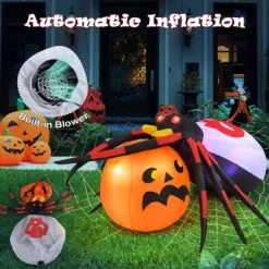 Costway 5 X 4.6 Ft Inflatable Spider W/ Pumpkin LED Lighted Halloween Decoration W/ Colorful Rotating Light -Target GUEST 73a2d5a9 822f 467c 9310 861afd0f055f