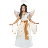 Joyfy Girls' Guardian Angel Costume Halloween – Gold Satin Dress With Wings & Halo Full Costume For Girl's Cosplay Party Halloween