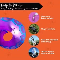 Joyfy 3 Pcs Halloween Inflatable Outdoor Decorations, Purple Octopus Tentacle With Built-in LEDs Broke Out From Window For Halloween Window Roof Decor -Target GUEST 7b6f1496 b9d8 434a 9ed3 a75a7a164dac