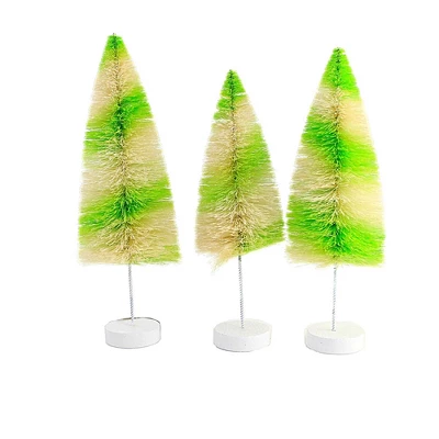 Bethany Lowe 12.0 Inch Lime Stripes Delight Halloween Decorative Tree Set , Halloween Decor Bottle Brush Trees (3PC) 4 Bethany Lowe 12.0 Inch Lime Stripes Delight Halloween Decorative Tree Set , Halloween Decor Bottle Brush Trees (3PC) - Image 2