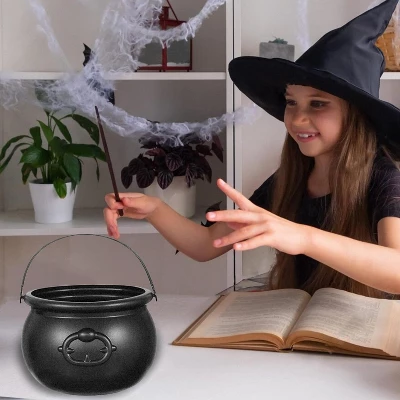 4E's Novelty 7.5" Halloween Plastic Cauldron, Durable Black Cauldron For Party Supplies, Large Halloween Candy Bowl, Perfect Halloween Decor 7 4E's Novelty 7.5" Halloween Plastic Cauldron, Durable Black Cauldron For Party Supplies, Large Halloween Candy Bowl, Perfect Halloween Decor - Image 5
