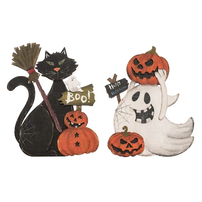 Transpac Plywood Ghost And Cat Figurines Set Of 2 Halloween Decor Multicolor Tabletop Indoor Gifts Spooky Seasonal Decor 3 Transpac Plywood Ghost And Cat Figurines Set Of 2 Halloween Decor Multicolor Tabletop Indoor Gifts Spooky Seasonal Decor