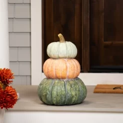 Northlight Tri-Color Pumpkin Stack Fall Harvest Decoration - 19"