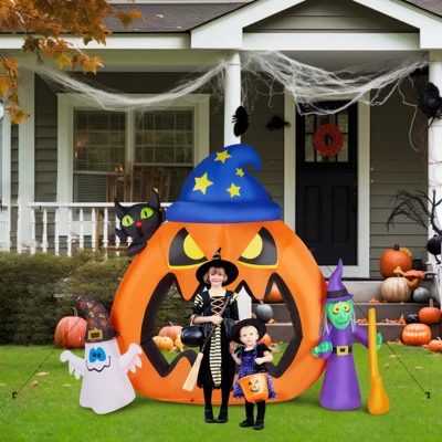 Syemin Decorative Holiday Scene Props 7 Ft Halloween Inflatables Outdoor Decorations Pumpkin Archway Halloween Inflatables, Orange, 94.5"*29.5"*82.8" 5 Syemin Decorative Holiday Scene Props 7 Ft Halloween Inflatables Outdoor Decorations Pumpkin Archway Halloween Inflatables, Orange, 94.5"*29.5"*82.8" - Image 3