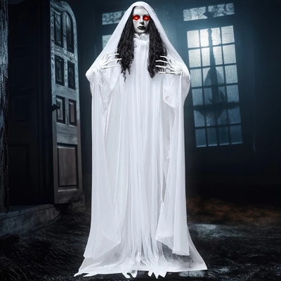 Joyfy 67’’ Halloween Animatronics Standing Bride Ghost Decoration, Life-Size Scary Ghost With Creepy Sound For Yard Lawn Outdoor Indoor Decoration 9 Joyfy 67’’ Halloween Animatronics Standing Bride Ghost Decoration, Life-Size Scary Ghost With Creepy Sound For Yard Lawn Outdoor Indoor Decoration - Image 7