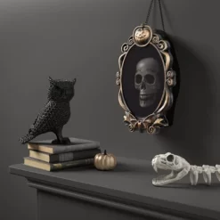 15" Light Up Emerging Skull Frame Halloween Decorative Prop - Hyde And EEK! Boutique™: Indoor Window Hanger