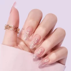 BTArtbox Press-On Nails -Pink Sparkle - M Almond -30ct
