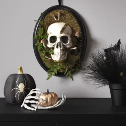 14" Hanging Framed Skull Halloween Decorative Prop - Hyde And EEK! Boutique™