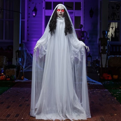 Joyfy 67’’ Halloween Animatronics Standing Bride Ghost Decoration, Life-Size Scary Ghost With Creepy Sound For Yard Lawn Outdoor Indoor Decoration 7 Joyfy 67’’ Halloween Animatronics Standing Bride Ghost Decoration, Life-Size Scary Ghost With Creepy Sound For Yard Lawn Outdoor Indoor Decoration - Image 5