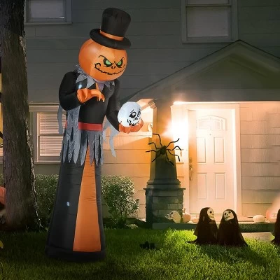 Syemin Decorative Holiday Scene Props 12ft Halloween Inflatables Outdoor Decoration Pumpkin Reaper Outdoor Blow Up Yard Decor, Orange, 48"*53.3"*143" 3 Syemin Decorative Holiday Scene Props 12ft Halloween Inflatables Outdoor Decoration Pumpkin Reaper Outdoor Blow Up Yard Decor, Orange, 48"*53.3"*143"