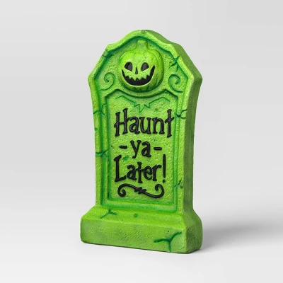21" 'Haunt-ya-Later!' Plastic Glow Tombstones Halloween Decorative Prop Neon Green - Hyde And EEK! Boutique™ 4 21" 'Haunt-ya-Later!' Plastic Glow Tombstones Halloween Decorative Prop Neon Green - Hyde And EEK! Boutique™ - Image 2