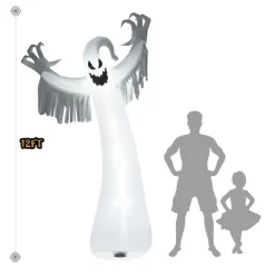 Tangkula Halloween Decoration 12FT Inflatable Blow Up Ghost With LED Lights Outdoor Yard