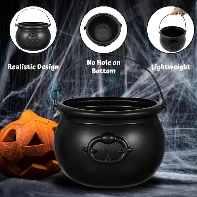 4E's Novelty 7.5" Halloween Plastic Cauldron, Durable Black Cauldron For Party Supplies, Large Halloween Candy Bowl, Perfect Halloween Decor 9 4E's Novelty 7.5" Halloween Plastic Cauldron, Durable Black Cauldron For Party Supplies, Large Halloween Candy Bowl, Perfect Halloween Decor - Image 7