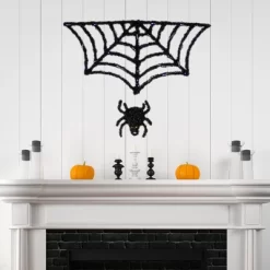 Northlight Lighted Spider And Web Halloween Decoration - 36" - Black - Purple LED Lights