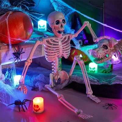 Joyfy 1/2 PCS 24" Posable Skeleton Halloween Decorative Props For Indoor/Outdoor Halloween Decorations, Graveyard Haunted House Spooky Scene Party 7 Joyfy 1/2 PCS 24" Posable Skeleton Halloween Decorative Props For Indoor/Outdoor Halloween Decorations, Graveyard Haunted House Spooky Scene Party - Image 5