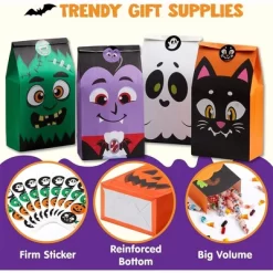 Joyfy Halloween Party Favors 72PCS Halloween Trick Or Treat Candy Bag Pastries Goodie Paper Bags With Stickers For Kids Exchange Supplies 6 Styles -Target GUEST 9318f33c 6385 4820 8538 a044db69dbdf