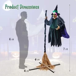 Tangkula Witch With Broomstick Halloween Animatronic Life Size Animated Halloween Prop With Laughing And Screaming Sound LED Lights -Target GUEST 97f35b4f cca9 4bdc b2bc a92df5d1576c