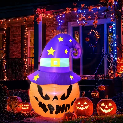 5FT Halloween Decorations Outdoor Halloween Inflatables Pumpkin With Build-in LED Lights Blow Up Pumpkin For Halloween Indoor Outdoor Yard Garden 7 5FT Halloween Decorations Outdoor Halloween Inflatables Pumpkin With Build-in LED Lights Blow Up Pumpkin For Halloween Indoor Outdoor Yard Garden - Image 5