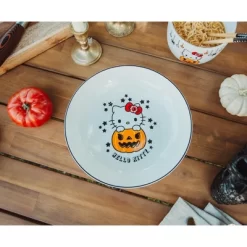 Silver Buffalo Sanrio Hello Kitty Pumpkin Boo 9-Inch Ceramic Coupe Dinner Bowl