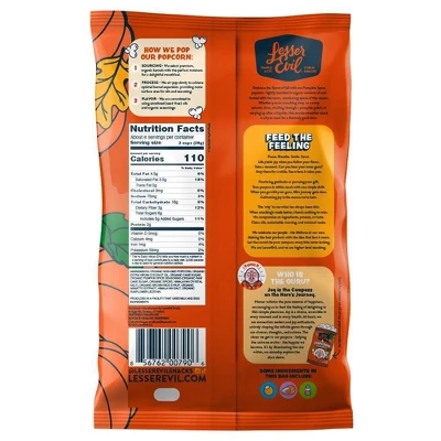 LesserEvil Organic Popcorn Pumpkin Spice - 6.4oz 3 LesserEvil Organic Popcorn Pumpkin Spice - 6.4oz