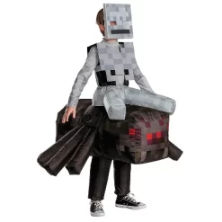 Disguise Minecraft Kids' Spider Jockey Halloween Deluxe Inflatable Costume - Gray - 10-12