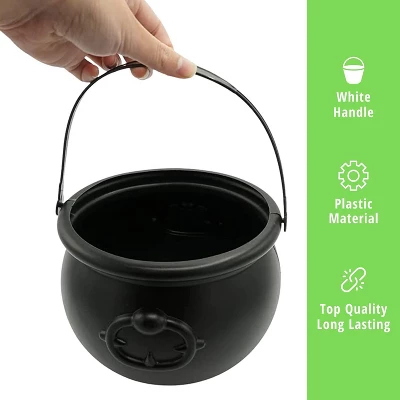 4E's Novelty 7.5" Halloween Plastic Cauldron, Durable Black Cauldron For Party Supplies, Large Halloween Candy Bowl, Perfect Halloween Decor 10 4E's Novelty 7.5" Halloween Plastic Cauldron, Durable Black Cauldron For Party Supplies, Large Halloween Candy Bowl, Perfect Halloween Decor - Image 8