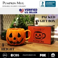 Classic Jack O' Lantern Ceramic 4" Pumpkin Mug, Halloween Drinkware And Fall Decor| OrnamentallyYou