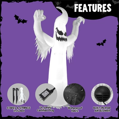 Joyfy 12 FT Halloween Inflatable Outdoor Decoration, Scary Ghost Inflatable With LEDs For Halloween Party Indoor, Outdoor, Yard, Garden, Lawn Decor 7 Joyfy 12 FT Halloween Inflatable Outdoor Decoration, Scary Ghost Inflatable With LEDs For Halloween Party Indoor, Outdoor, Yard, Garden, Lawn Decor - Image 5