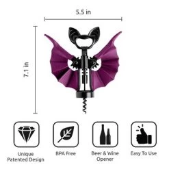 Ototo Vino Bat Corkscrew And Bottle Opener Stainless Steel And Silicone Bar Tool Black/Purple -Target GUEST a6621a34 290a 41a2 a6ce ea3e4cee9b38