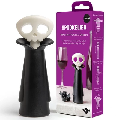 Ototo 4pc Spookelier Wine Saver Pump And Stoppers Plastic Wine Kit Black 3 Ototo 4pc Spookelier Wine Saver Pump And Stoppers Plastic Wine Kit Black