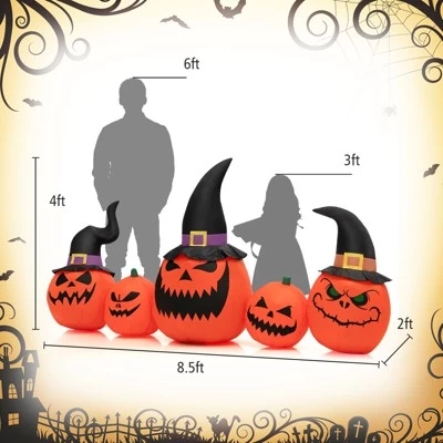 Tangkula Long Inflatable Pumpkin Family Waterproof Halloween Yard Decoration With Built-in LED Lights Indoor & Outdoor Halloween Decor 11 Tangkula Long Inflatable Pumpkin Family Waterproof Halloween Yard Decoration With Built-in LED Lights Indoor & Outdoor Halloween Decor - Image 9
