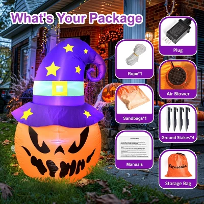 5FT Halloween Decorations Outdoor Halloween Inflatables Pumpkin With Build-in LED Lights Blow Up Pumpkin For Halloween Indoor Outdoor Yard Garden 8 5FT Halloween Decorations Outdoor Halloween Inflatables Pumpkin With Build-in LED Lights Blow Up Pumpkin For Halloween Indoor Outdoor Yard Garden - Image 6