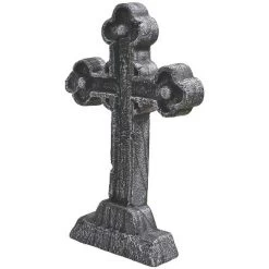 Seasonal Visions Tombstone Celtic Cross Halloween Decoration - 24 In X 16 In - Gray
