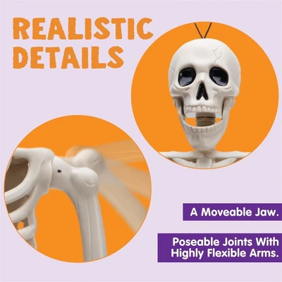 Joyfy 1/2 PCS 24" Posable Skeleton Halloween Decorative Props For Indoor/Outdoor Halloween Decorations, Graveyard Haunted House Spooky Scene Party 4 Joyfy 1/2 PCS 24" Posable Skeleton Halloween Decorative Props For Indoor/Outdoor Halloween Decorations, Graveyard Haunted House Spooky Scene Party - Image 2