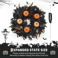 GAOMON Halloween Wreath For Front Door, 18 Inch Fall Wreath With Pumpkins And Maple Leaves For Indoor Outdoor -Target GUEST af09b870 9cd7 474a a954 ed1618b42509