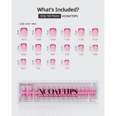 BTArtboxnails XCOATTIP® Press-On Nails - Pink Pastel Collection -Square Nails -150ct 5 BTArtboxnails XCOATTIP® Press-On Nails - Pink Pastel Collection -Square Nails -150ct - Image 3