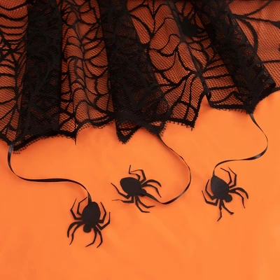 Elrene Crawling Halloween Spider Lace Lined Tablecloth - Black/Orange - Elrene Home Fashions 6 Elrene Crawling Halloween Spider Lace Lined Tablecloth - Black/Orange - Elrene Home Fashions - Image 4