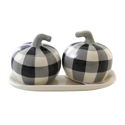 Transpac 2.75 In Buffalo Check Salt And Pepper Set , Fall Halloween Pumpkins (3PC) 4 Transpac 2.75 In Buffalo Check Salt And Pepper Set , Fall Halloween Pumpkins (3PC) - Image 2