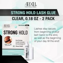 Ardell Strong Hold Lash Glue Clear, 0.18 Oz (PACK OF 2) - Eyelash Adhesive For Eye Lashes | UPC#. 074764373496