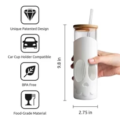 Ototo 17 Fl Oz Bonesy Glass Tumbler With Lid And Straw, Silicone, Glass, And Bamboo White -Target GUEST bdc52599 455b 4e8a ad39 02a863a41bf1