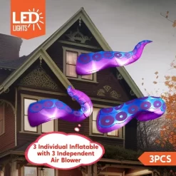 Joyfy 3 Pcs Halloween Inflatable Outdoor Decorations, Purple Octopus Tentacle With Built-in LEDs Broke Out From Window For Halloween Window Roof Decor -Target GUEST c36897bb ecfb 4678 8b49 37899b001016