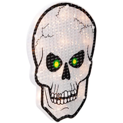 Northlight Lighted Holographic Halloween Skull Window Silhouette - 12" - Clear Lights 6 Northlight Lighted Holographic Halloween Skull Window Silhouette - 12" - Clear Lights - Image 4